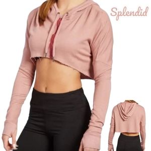 Splendid Pink Cropped Hoodie